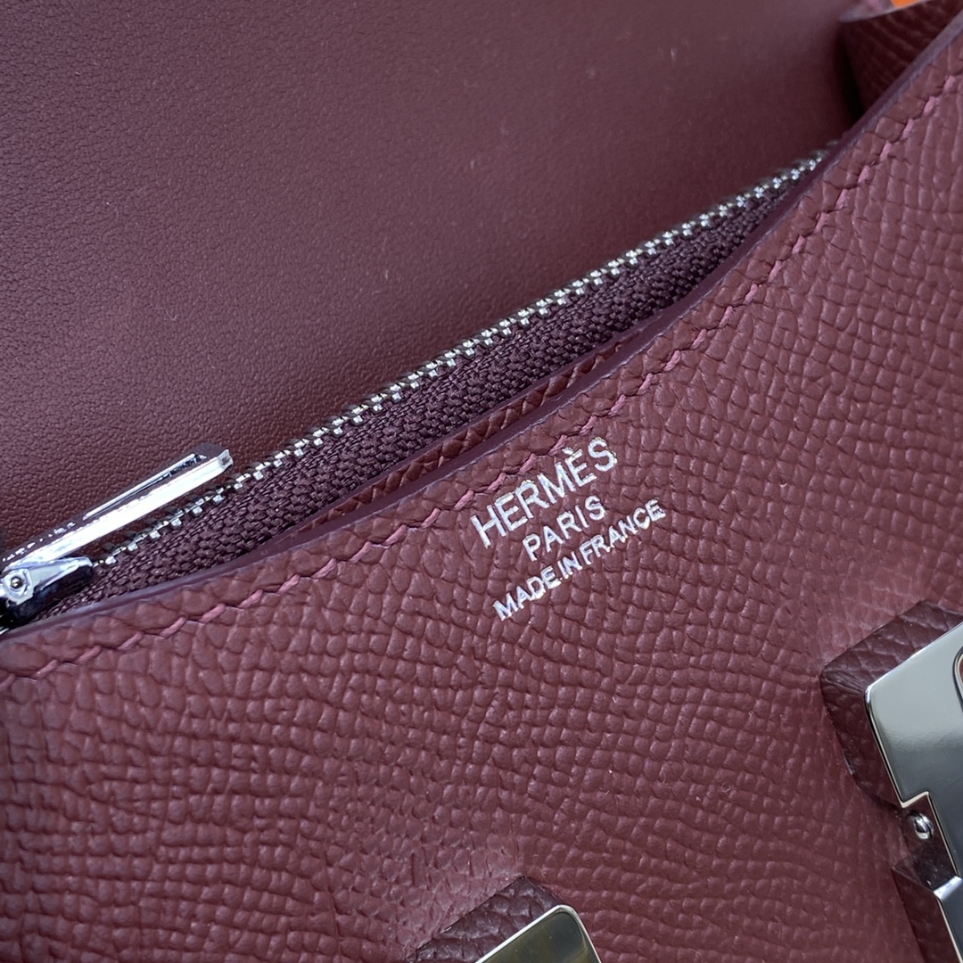 Hermes Constance Slim Wallet Belt Bag In Bordeaux Epsom Leather